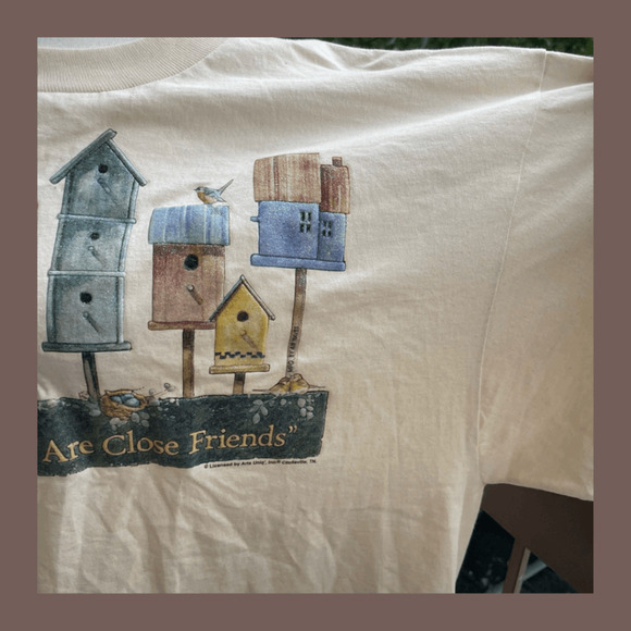 Jerzees Birdhouse Graphic Tee | Cream | Size 2X | Vintage - Picture 3 of 7